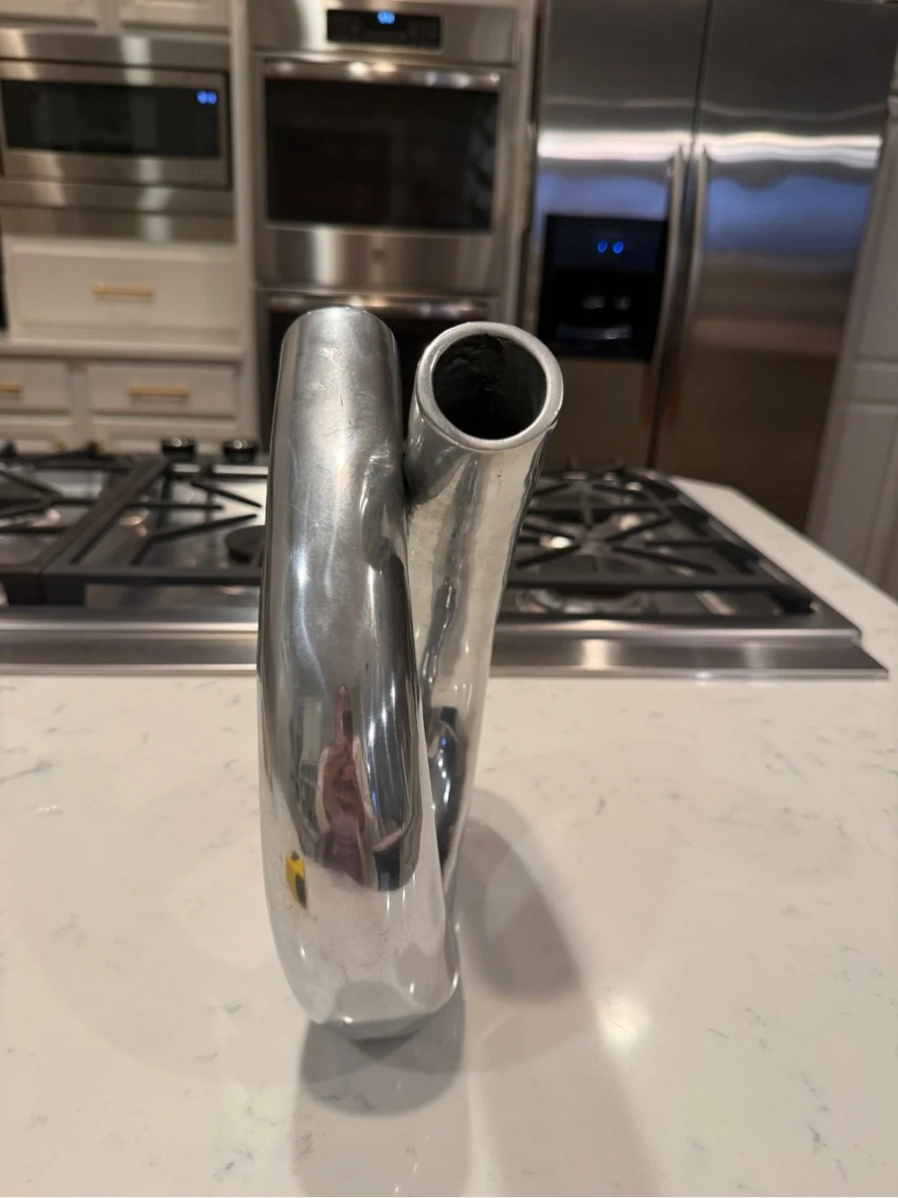 Chiasso Exclusive Sculptural Aluminum Vase Modernist Loop Silver Decor
